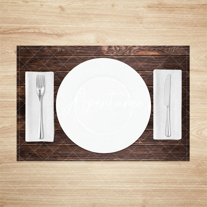 Aperturee - Classic Dark Brown Wooden Wall Set Of 4 Placemats