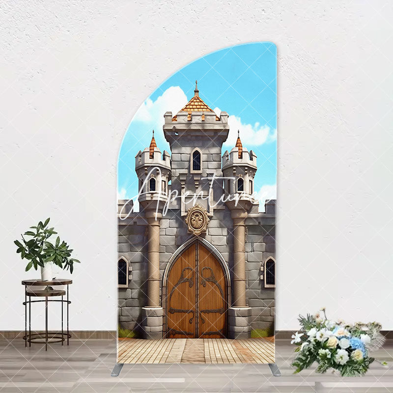 Aperturee - Classic Game Castle Blue Sky Arch Birthday Backdrop