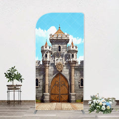 Aperturee - Classic Game Castle Blue Sky Arch Birthday Backdrop