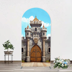 Aperturee - Classic Game Castle Blue Sky Arch Birthday Backdrop