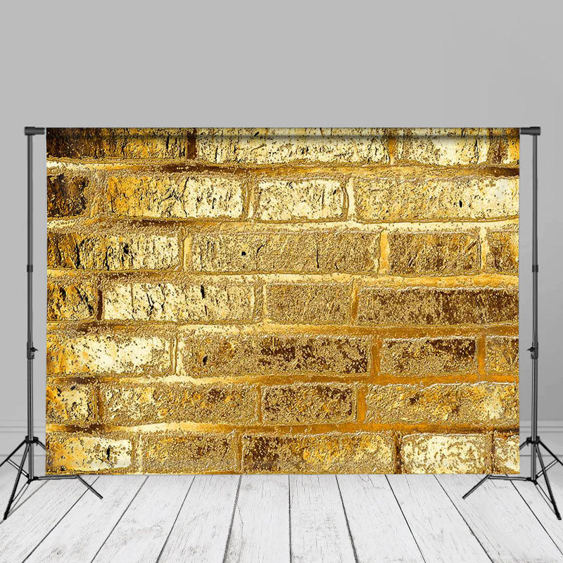 Aperturee - Classic Gold Brick Wall Photography Studio Backdrop