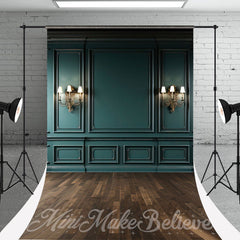 Aperturee - Classic Green European Wall Wood Floor Sweep Backdrop