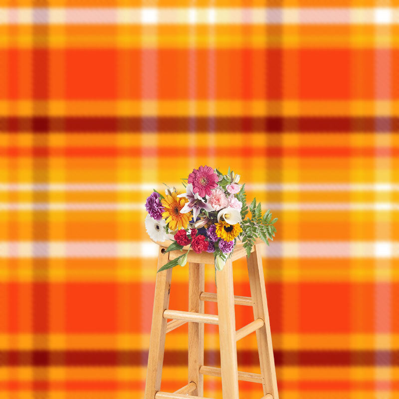 Aperturee - Classic Orange Brown Plaid Fine Art Photo Backdrop