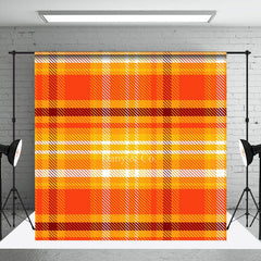 Aperturee - Classic Orange Brown Plaid Fine Art Photo Backdrop