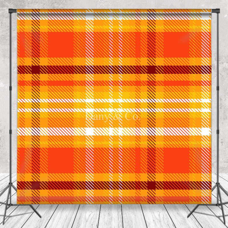 Aperturee - Classic Orange Brown Plaid Fine Art Photo Backdrop