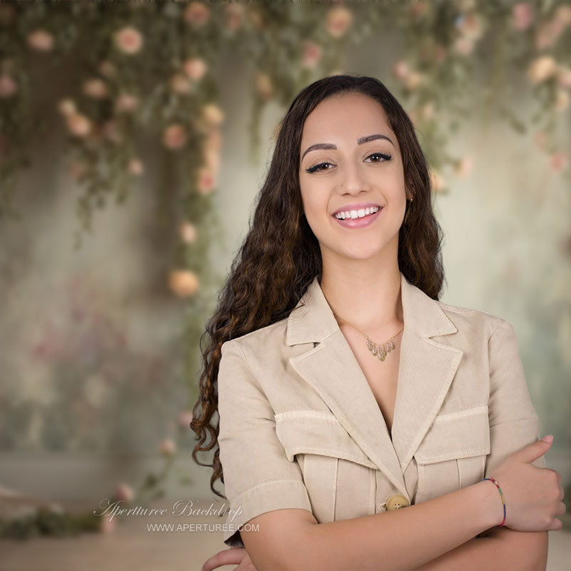 Aperturee - Classic Pink Rose Portrait Backdrop For Photography