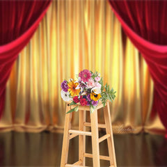 Aperturee - Classic Red And Gold Stage Curtain Photo Backdrop