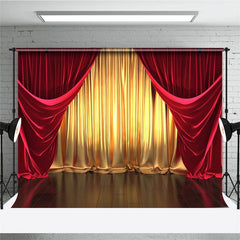 Aperturee - Classic Red And Gold Stage Curtain Photo Backdrop