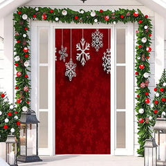 Aperturee - Classic Red Snowflake Patterns Christmas Door Cover