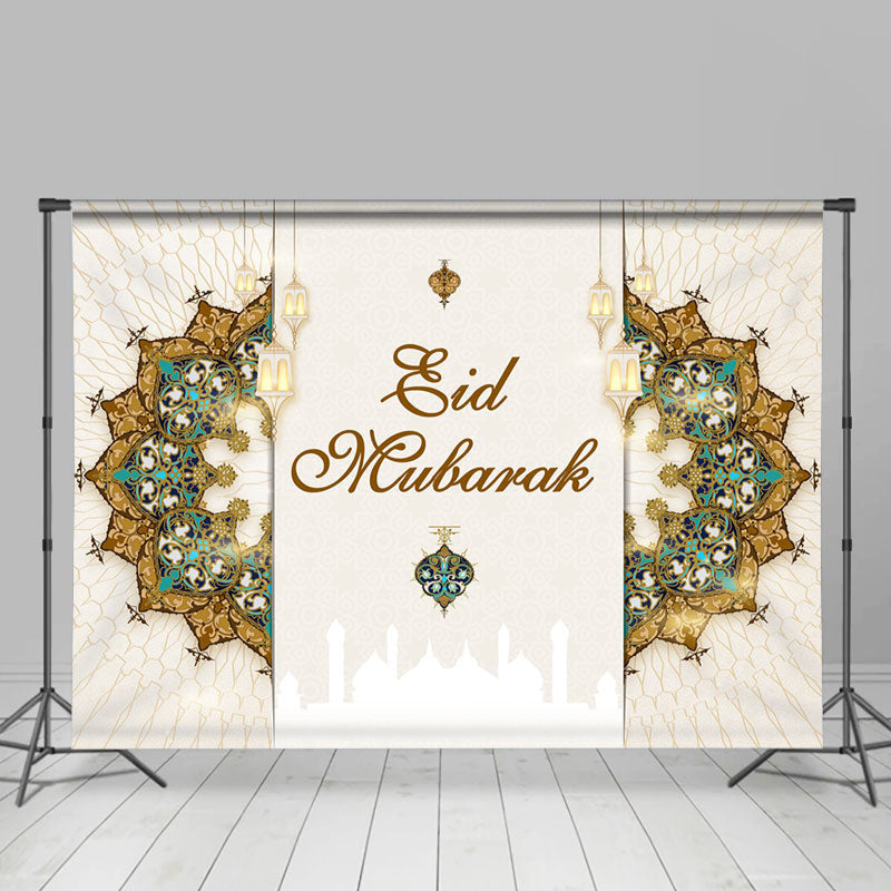 Aperturee Classical Mandala Pattern Beige Eid Mubarak Backdrop