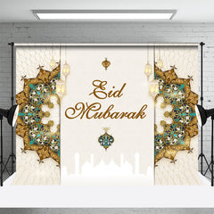 Aperturee - Classical Mandala Pattern Beige Eid Mubarak Backdrop