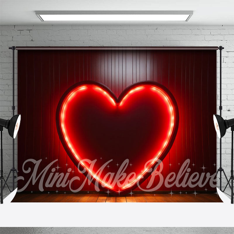 Aperturee - Classy Heart Red Neon Light Valentines Day Backdrop