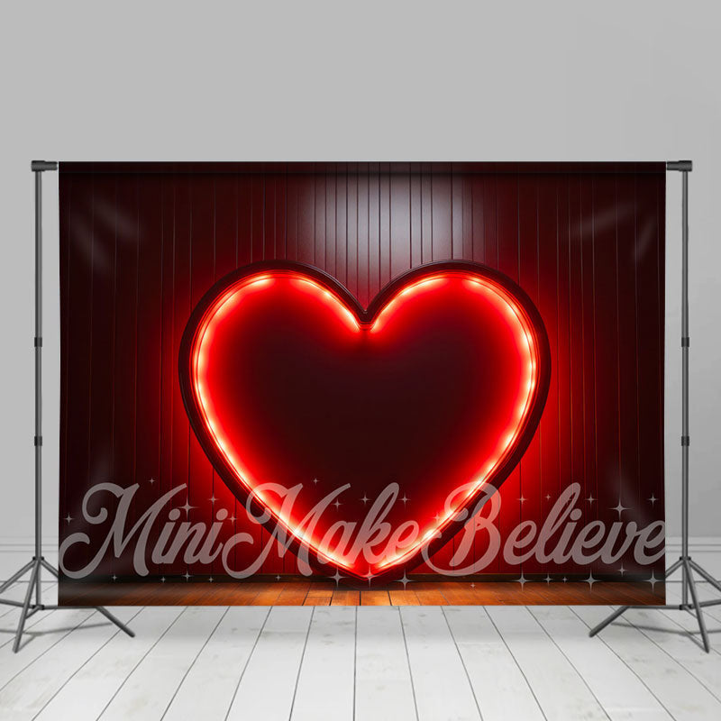 Aperturee - Classy Heart Red Neon Light Valentines Day Backdrop