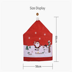 Aperturee - Claus Snowman Snow Scene Santa Hat Xmas Chair Cover