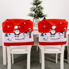 Aperturee - Claus Snowman Snow Scene Santa Hat Xmas Chair Cover