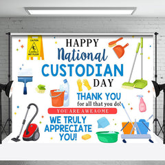 Aperturee - Cleaning Tools Happy National Custodian Day Backdrop