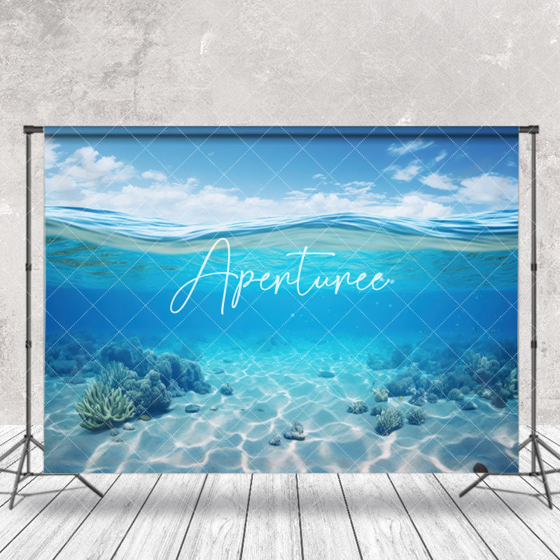 Aperturee - Clear Coral Plant Undersea Blue Wavy Summer Backdrop