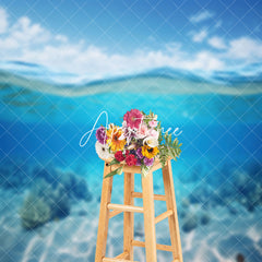 Aperturee - Clear Coral Plant Undersea Blue Wavy Summer Backdrop