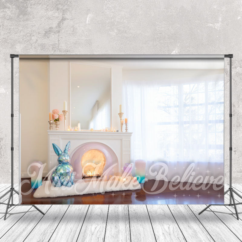 Aperturee - Clear Room Fireplace Bunny Ornament Easter Backdrop