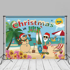 Aperturee - Clear Sky Sea Sandman Santa Christmas In July Backdrop