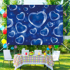 Aperturee - Clear Transparent Crystal Hearts Blue Bokeh Backdrop