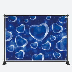 Aperturee - Clear Transparent Crystal Hearts Blue Bokeh Backdrop