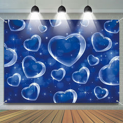 Aperturee - Clear Transparent Crystal Hearts Blue Bokeh Backdrop