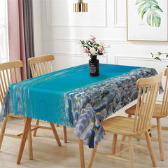 Aperturee - Clear Underwater Cobblestone Blue Dining Tablecloth