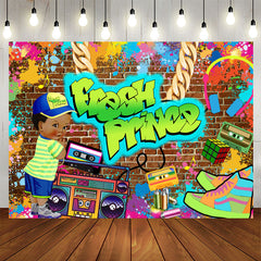 Aperturee - (Clearance) 9X6FT Fresh Prince Graffiti Wall Baby Shower Backdrop For Boy