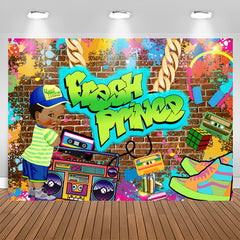 Aperturee - (Clearance) 9X6FT Fresh Prince Graffiti Wall Baby Shower Backdrop For Boy