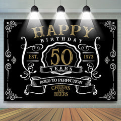 Aperturee Black Age To Perfection Happy 50th Birthday Backdrop