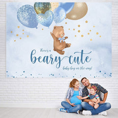 Aperturee Blue Balloons and Cute Teddy Bear Baby Shower Backdrop