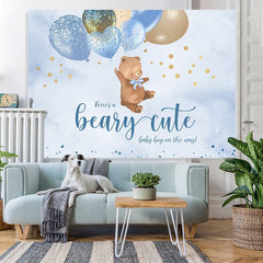 Aperturee Blue Balloons and Cute Teddy Bear Baby Shower Backdrop