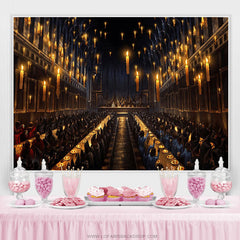 Aperturee Hogwarts Theme Dark Dinning Backdrop For Birthday Banner