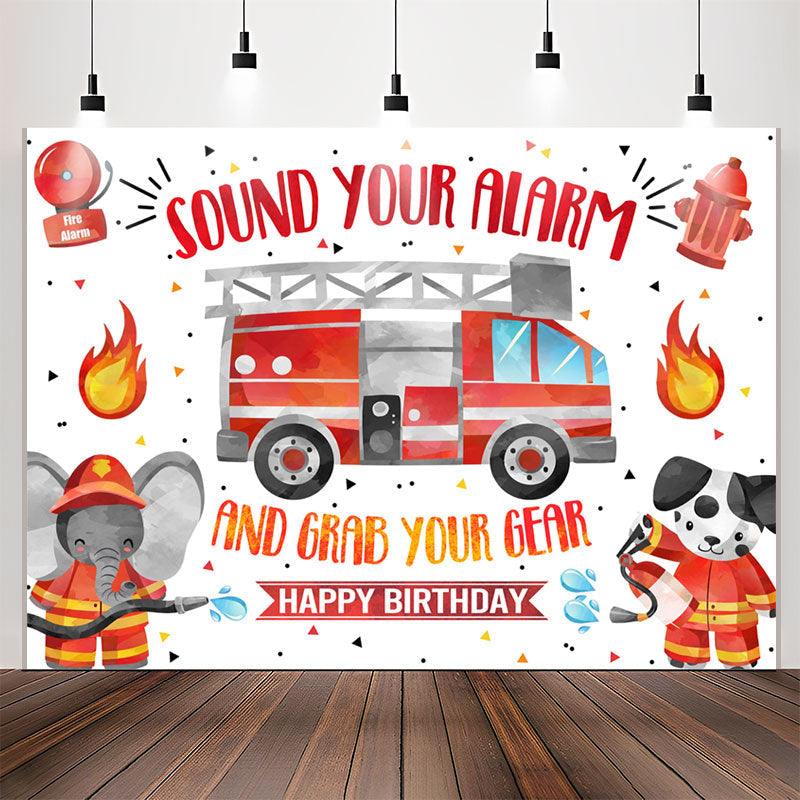 Lofaris Sound Your Alarm Fire Fighting Style Birthday Backdrop