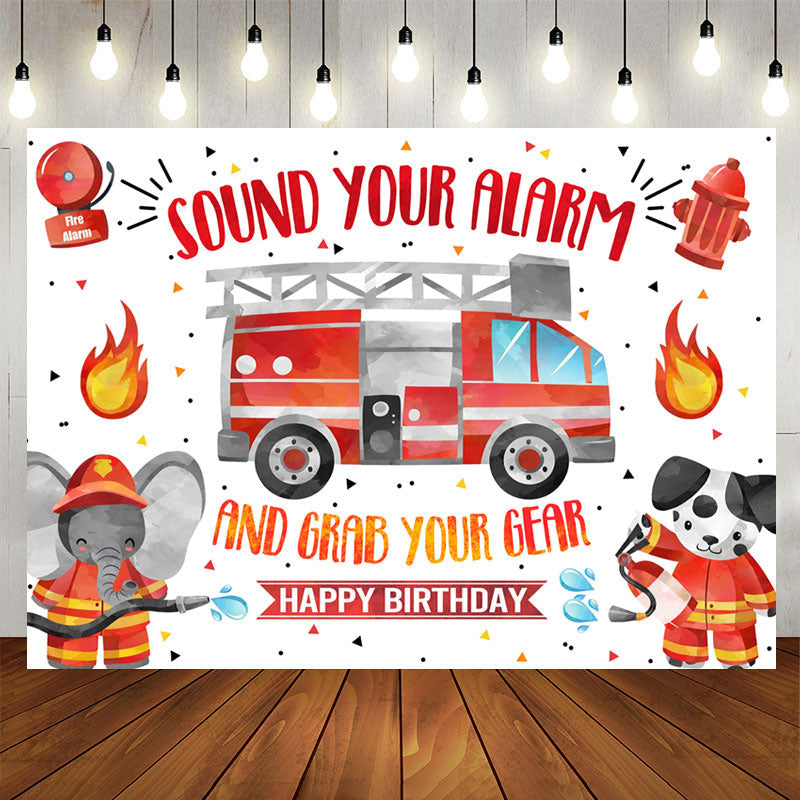 Lofaris Sound Your Alarm Fire Fighting Style Birthday Backdrop