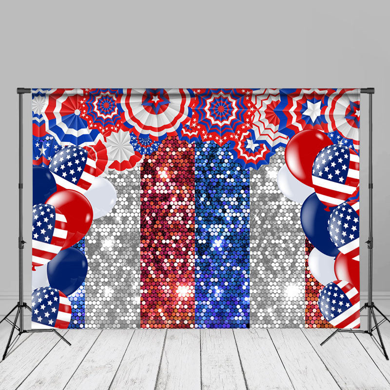 Aperturee - USA Flag Balloon Sparkling Independence Day Backdrop