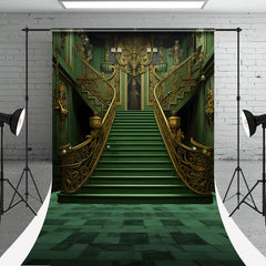 Aperturee - Gradient Green Step Architecture Hall Sweep Backdrop