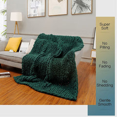 Aperturee Cozy Peacock Green Chunky Knitted Weighted Blanket