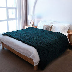 Aperturee Cozy Peacock Green Chunky Knitted Weighted Blanket