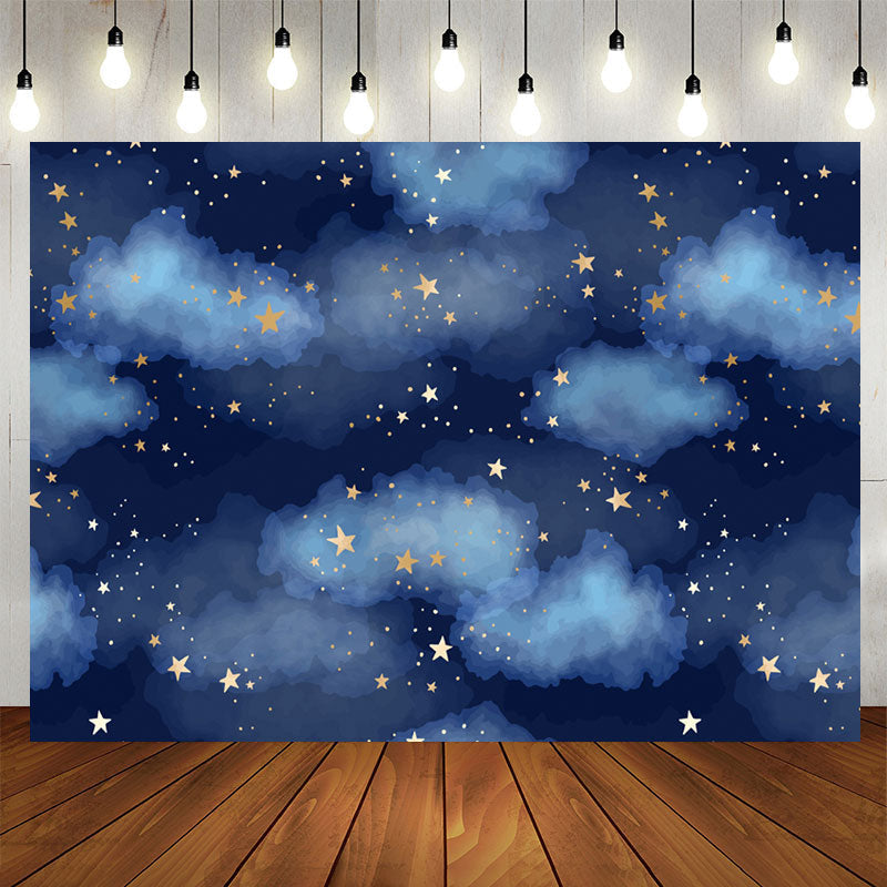 Aperturee - Cloud And Stars Blue Backdrop for Birthday Party