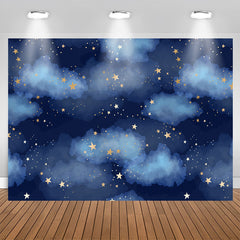 Aperturee - Cloud And Stars Blue Backdrop for Birthday Party