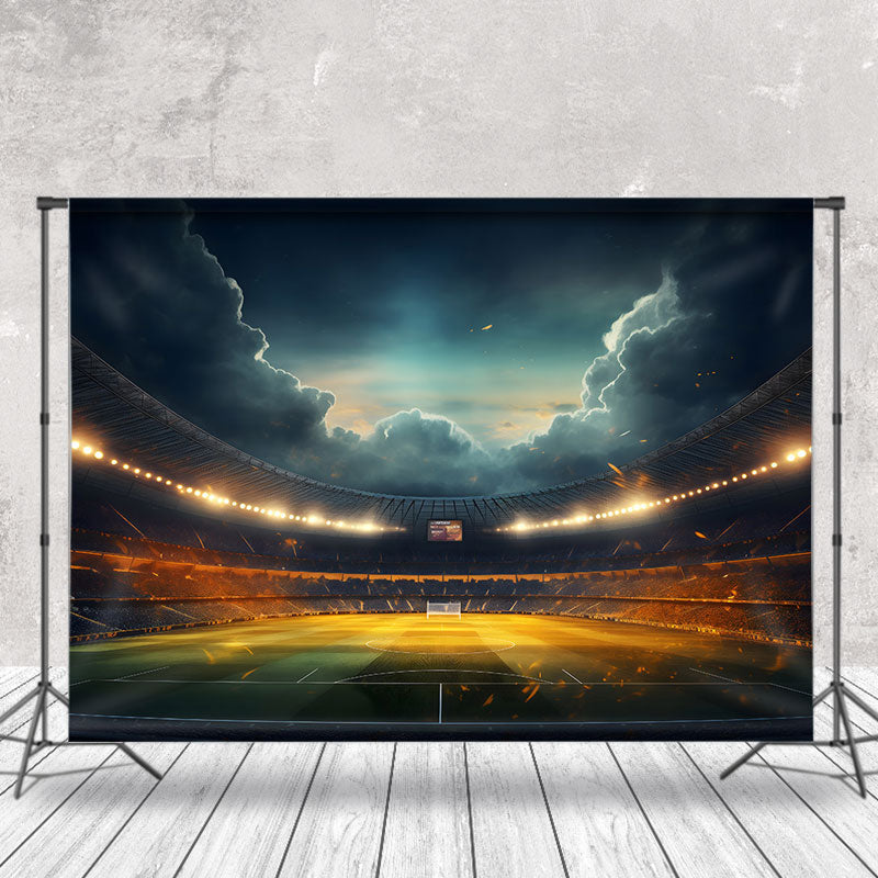 Aperturee - Cloud Nightfall Dim Light Football Field Backdrop