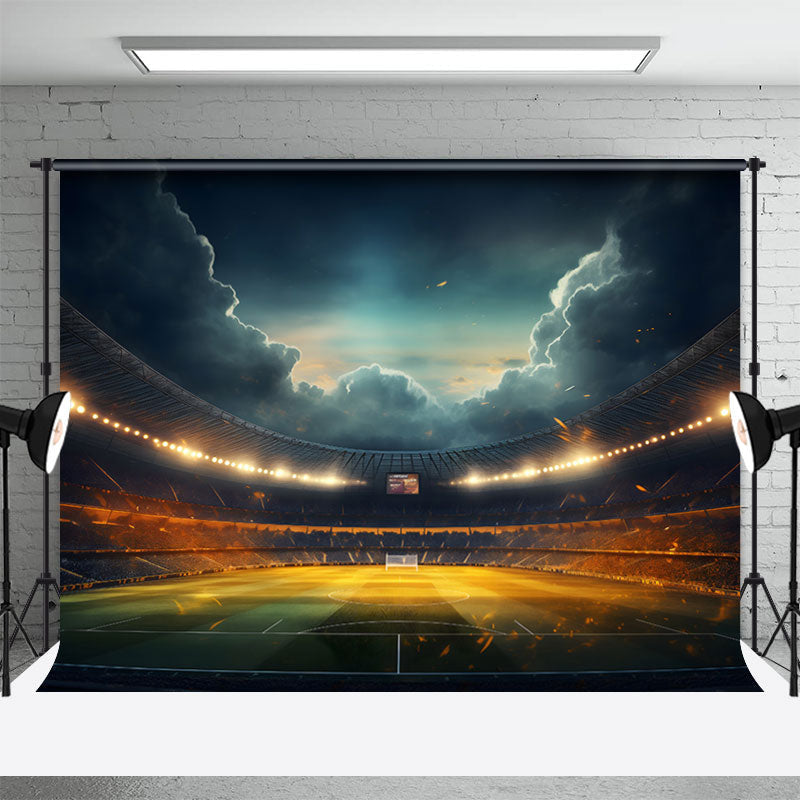 Aperturee - Cloud Nightfall Dim Light Football Field Backdrop