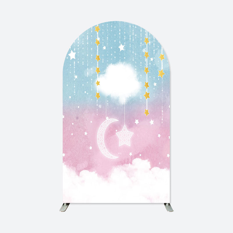 Aperturee - Cloud Pink Blue Baby Shower Party Arch Backdrop