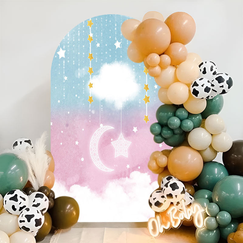 Aperturee - Cloud Pink Blue Baby Shower Party Arch Backdrop