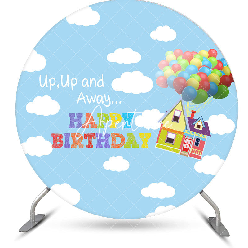 Aperturee - Cloud Sky Up Up And Away Round Birthday Backdrop