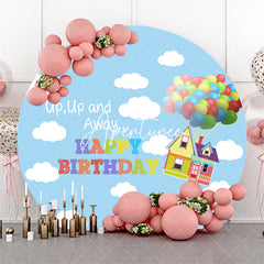 Aperturee - Cloud Sky Up Up And Away Round Birthday Backdrop