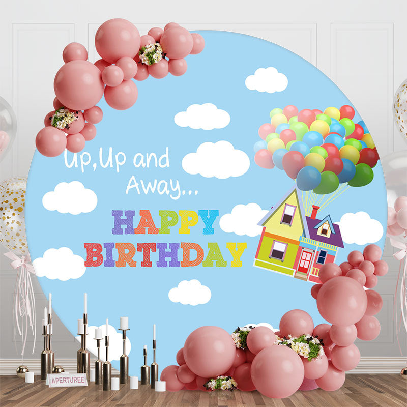 Aperturee - Cloud Sky Up Up And Away Round Birthday Backdrop