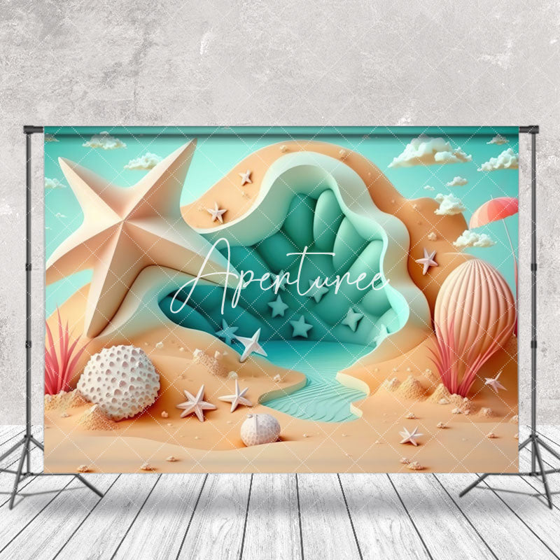 Aperturee - Cloud Starfish Beach Shell Summer Portrait Backdrop